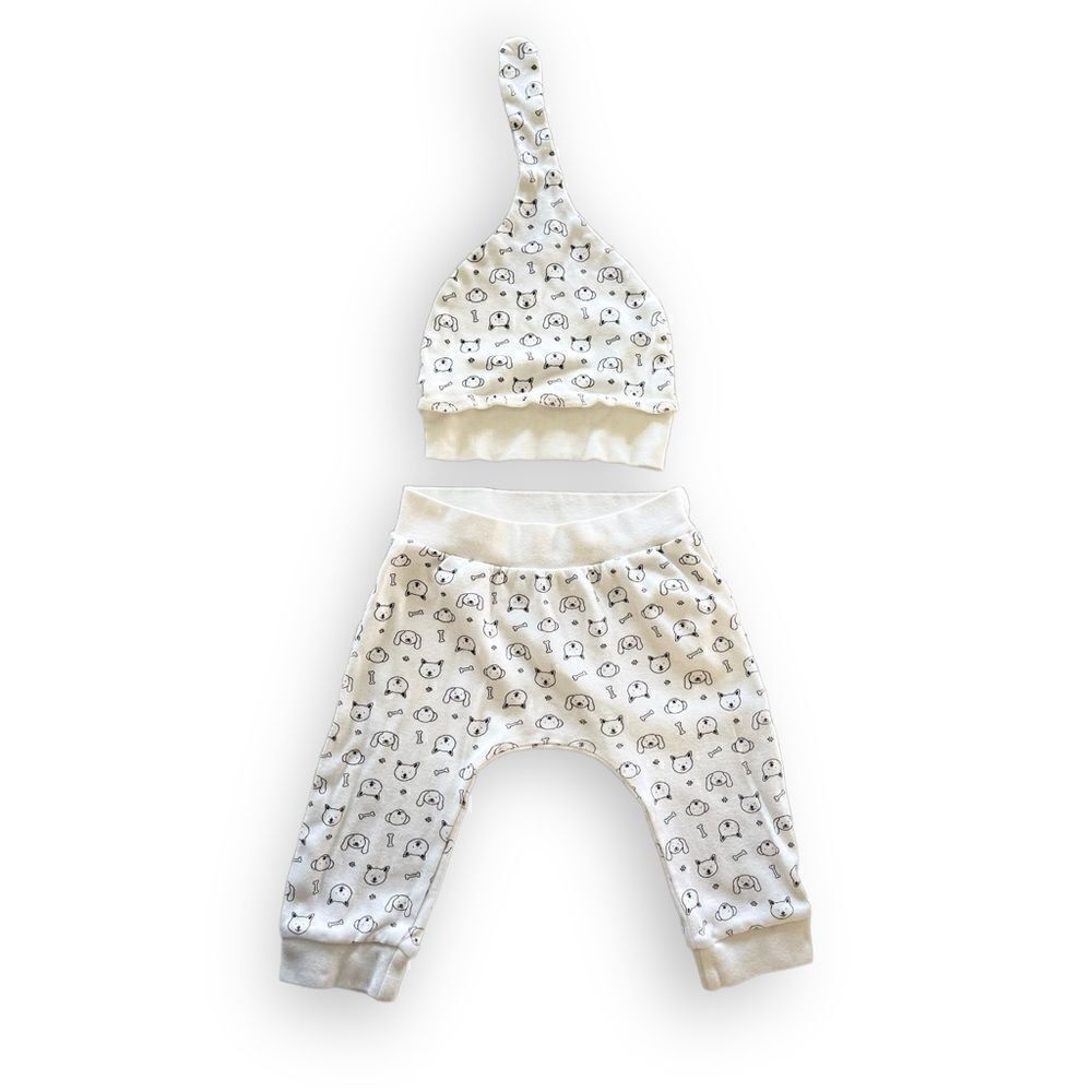 Doggie Print Baby Pants and Hat, 6-9 mo